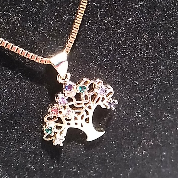 Austrian Crystal Tree of Life Necklace 10k Gold - Picture 3 of 15